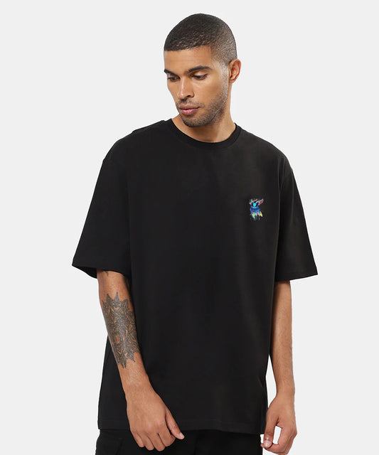 J&JP Men Oversized Back Printed T-shirt - Black