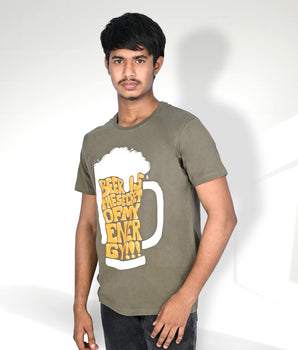 J&JP Men's Beer Printed Tshirt