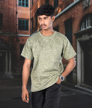 J&JP Texture Printed Olive green tshirt