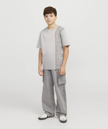 Aathichudi Printed Boys Oversized Tamil Tshirt- Grey