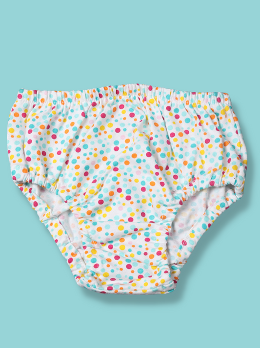 Babies White Polka Print Cotton jersey knit Pant