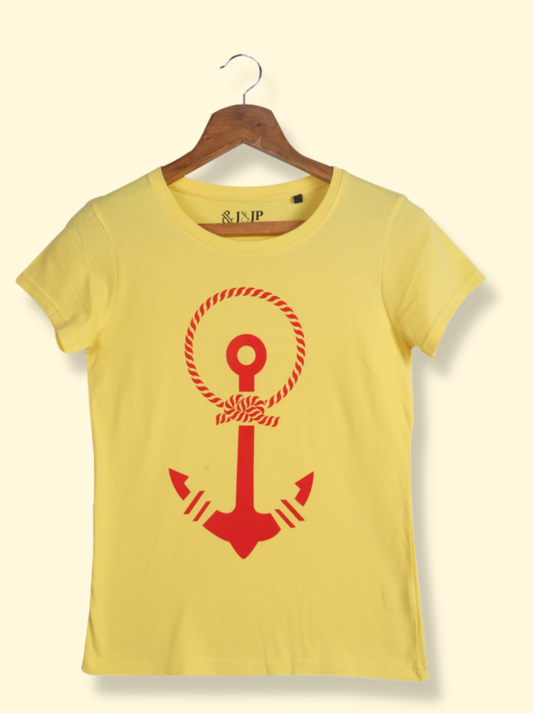 Women Yellow Half sleeve Cotton T-Shirt