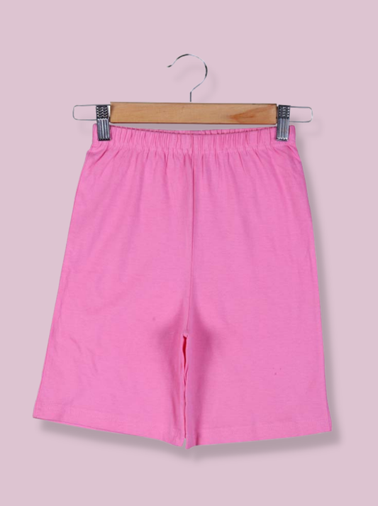 Kids Pink Cotton jersey knit Solid Shorts