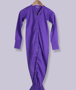 Kids  Violet Cuffed sleeve, Full sleeve Solid Cotton Lycra Dress