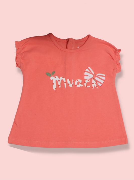 Kids Orange Sleeveless Single Jersey T-Shirt