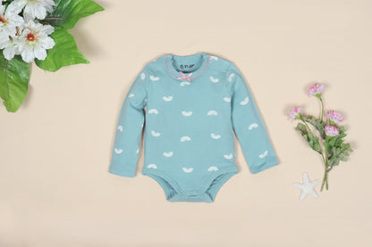 Babies Blue Full Sleeve Printed Soft Cotton Romper