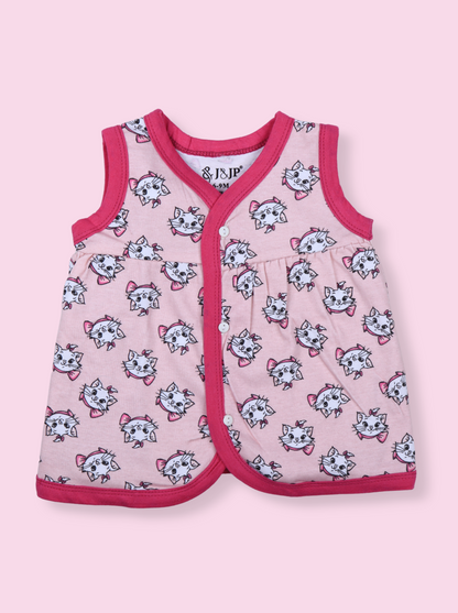 Babies Pink Sleeveless Front Open Single Jersey Jabla