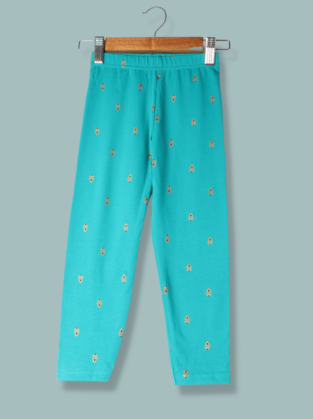 Kids Blue Interlock Knit Printed Pant