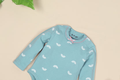 Babies Blue Full Sleeve Printed Soft Cotton Romper