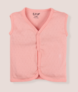 Babies Peach Sleeveless Front Open Single Jersey Jabla