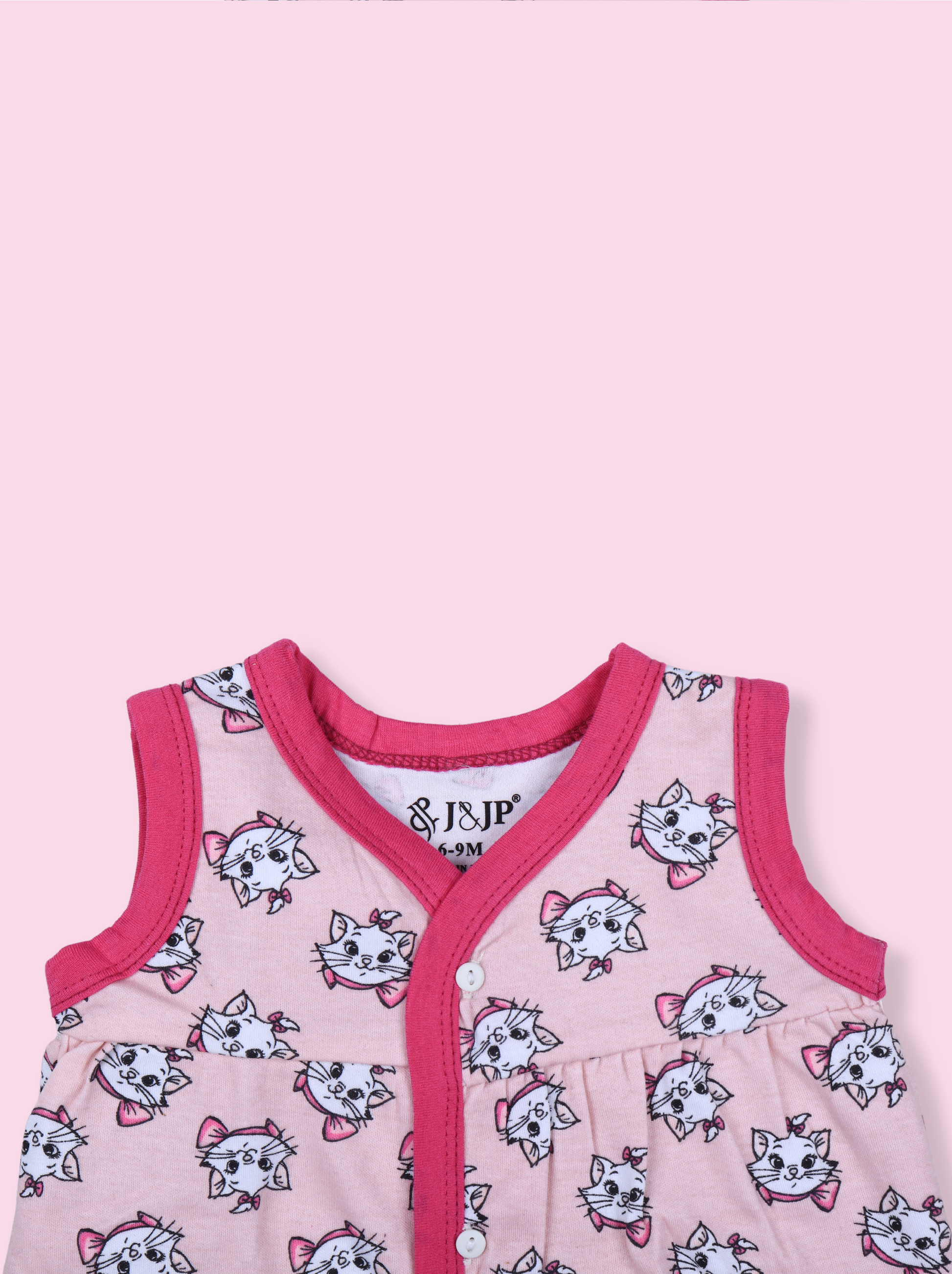 Babies Pink Sleeveless Front Open Single Jersey Jabla