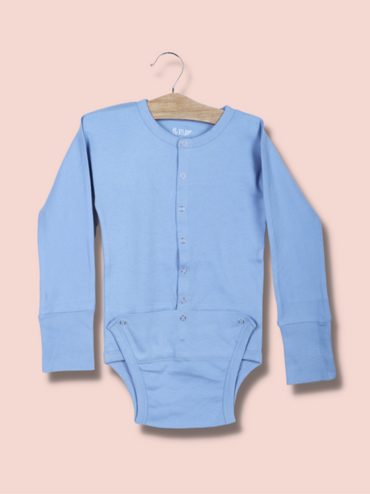 Kids Blue Full sleeve Solid Cotton jersey knit T-Shirt