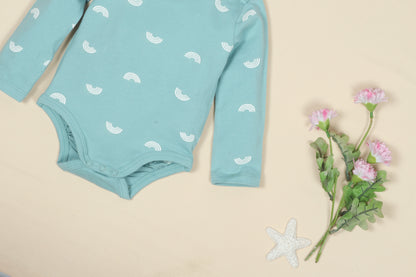 Babies Blue Full Sleeve Printed Soft Cotton Romper