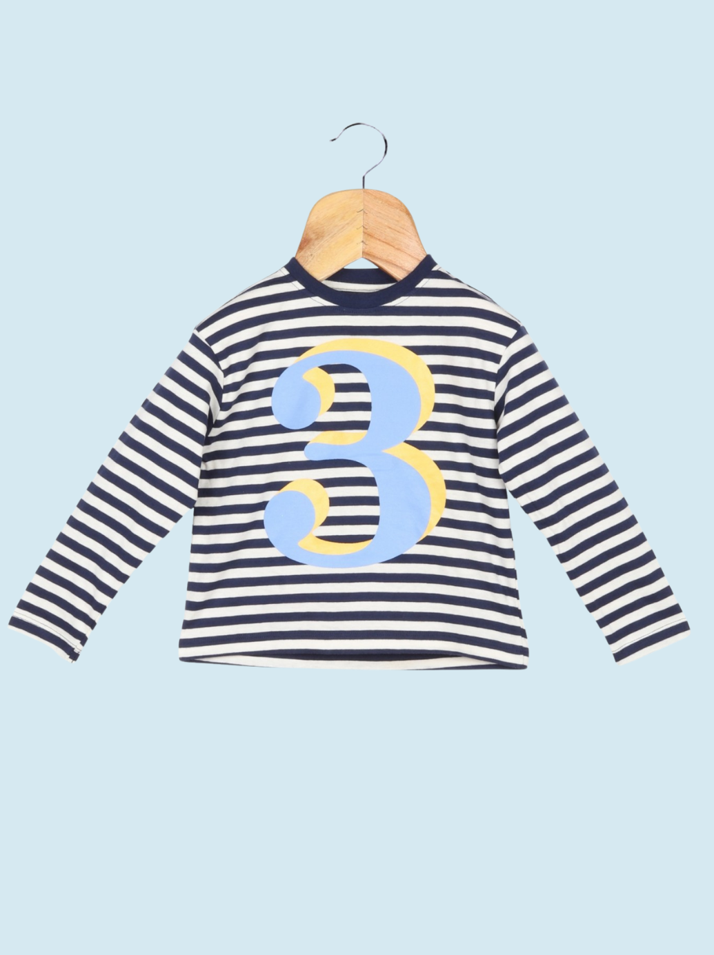 Kids Navy Full sleeve Horizontal Stripes Cotton jersey knit T-Shirt