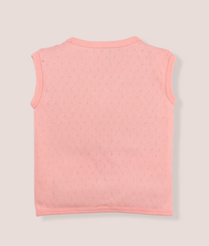 Babies Peach Sleeveless Front Open Single Jersey Jabla