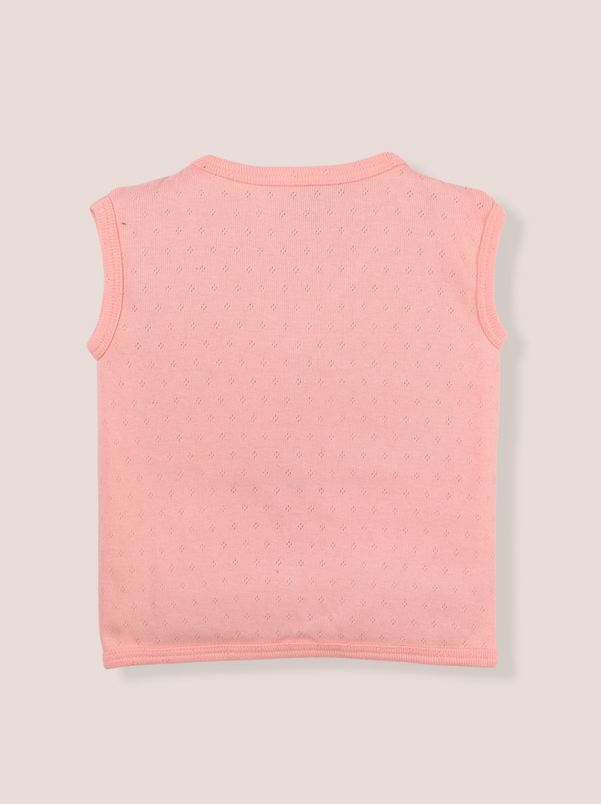 Babies Peach Sleeveless Front Open Single Jersey Jabla