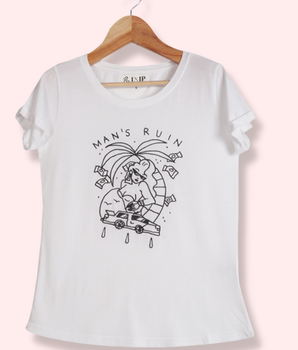 Women White Half sleeve  Cotton  T-Shirt