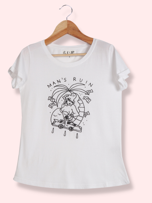 Women White Half sleeve Cotton T-Shirt