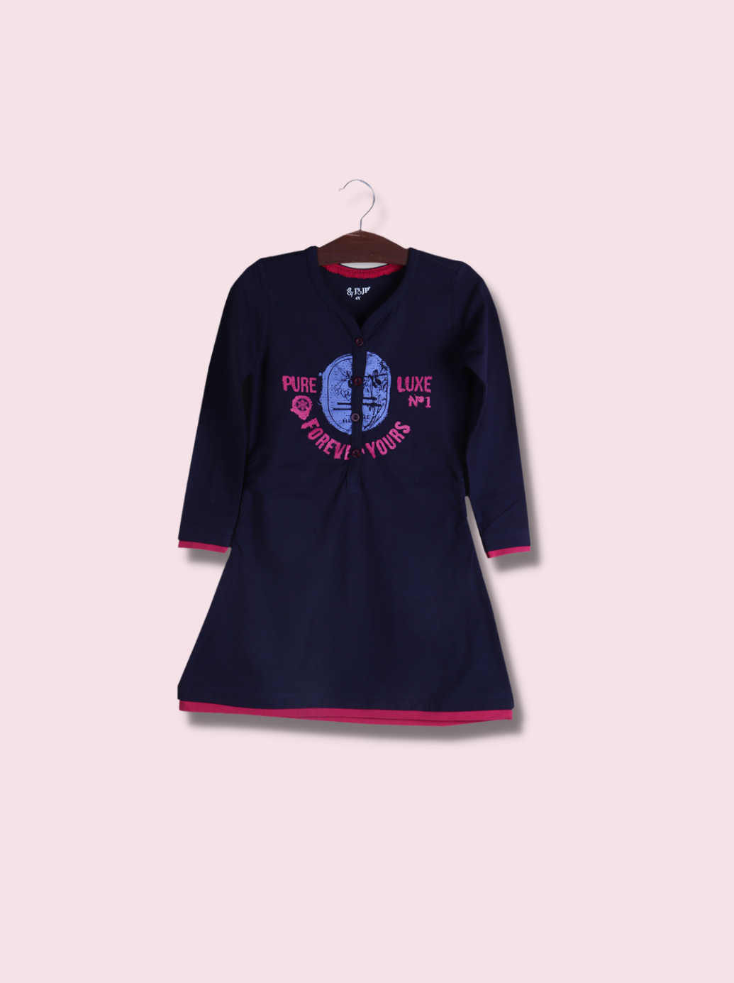 Kids Navy Full sleeve Abstract, Printed Cotton Lycra T-Shirt