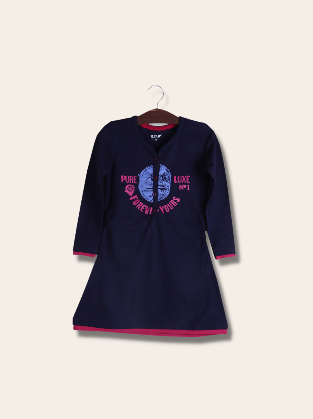 Kids Navy Full sleeve Abstract, Printed Cotton Lycra T-Shirt