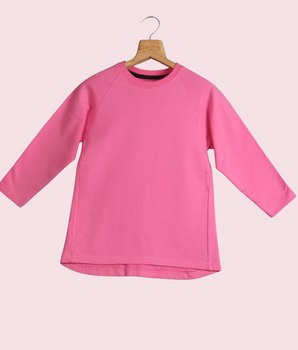 Kids Pink Full sleeve Solid Cotton jersey knit T-Shirt