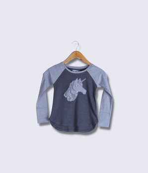 Kids Grey Full sleeve, Raglan Sleeve  Embroidered Melange Jersey T-Shirt