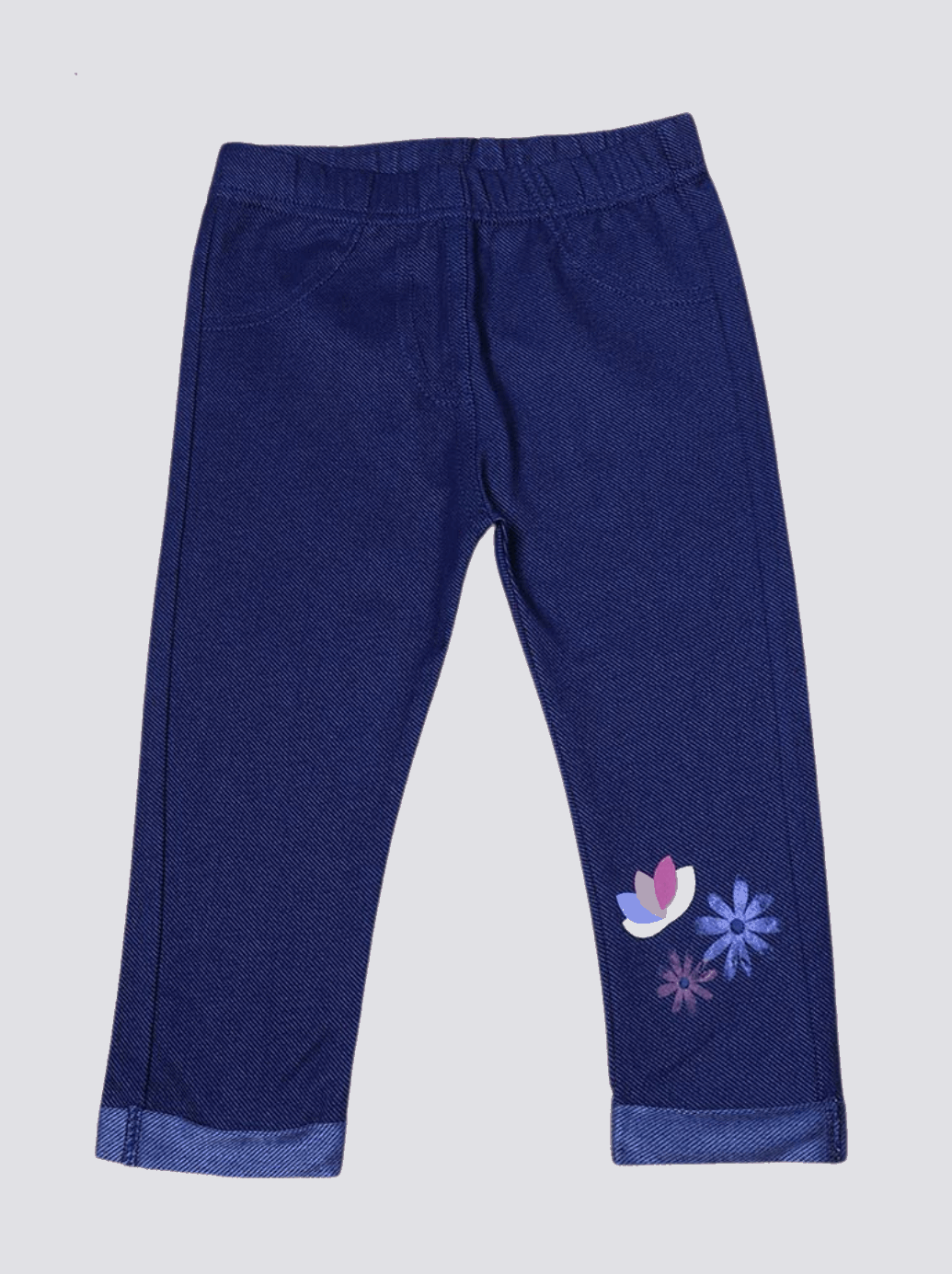 Babies Blue Floral Print Cotton Lycra, Twill Pant