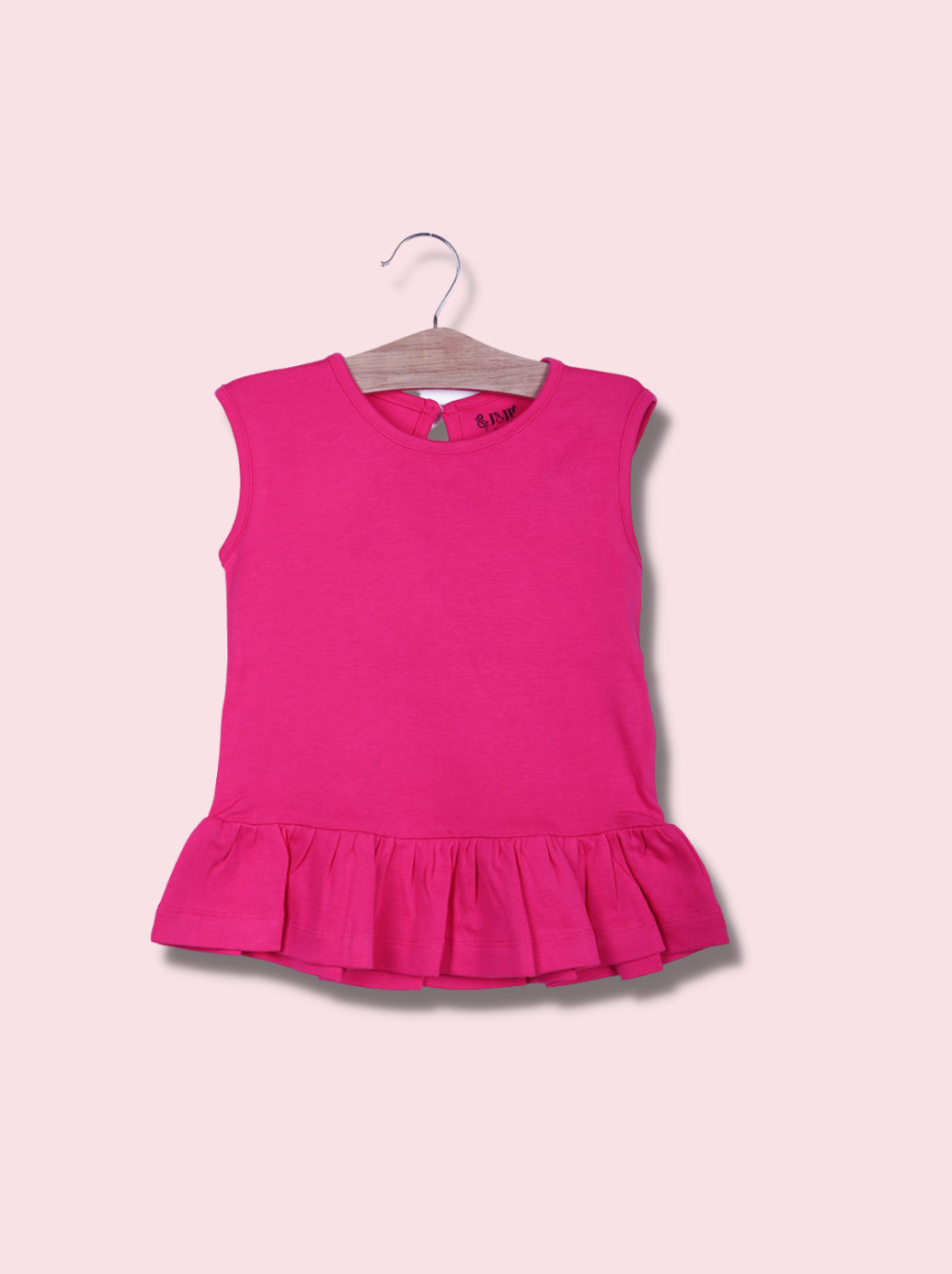 Kids Pink Sleeveless Solid Cotton jersey knit, Single Jersey T-Shirt