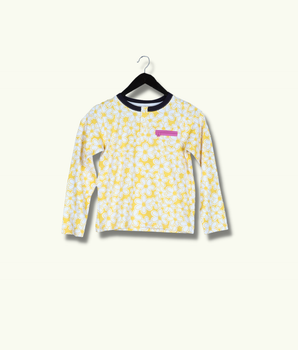 Kids Yellow Full sleeve Floral Print Cotton jersey knit T-Shirt