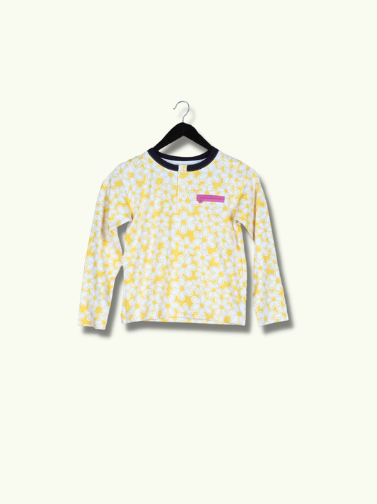 Kids Yellow Full sleeve Floral Print Cotton jersey knit T-Shirt