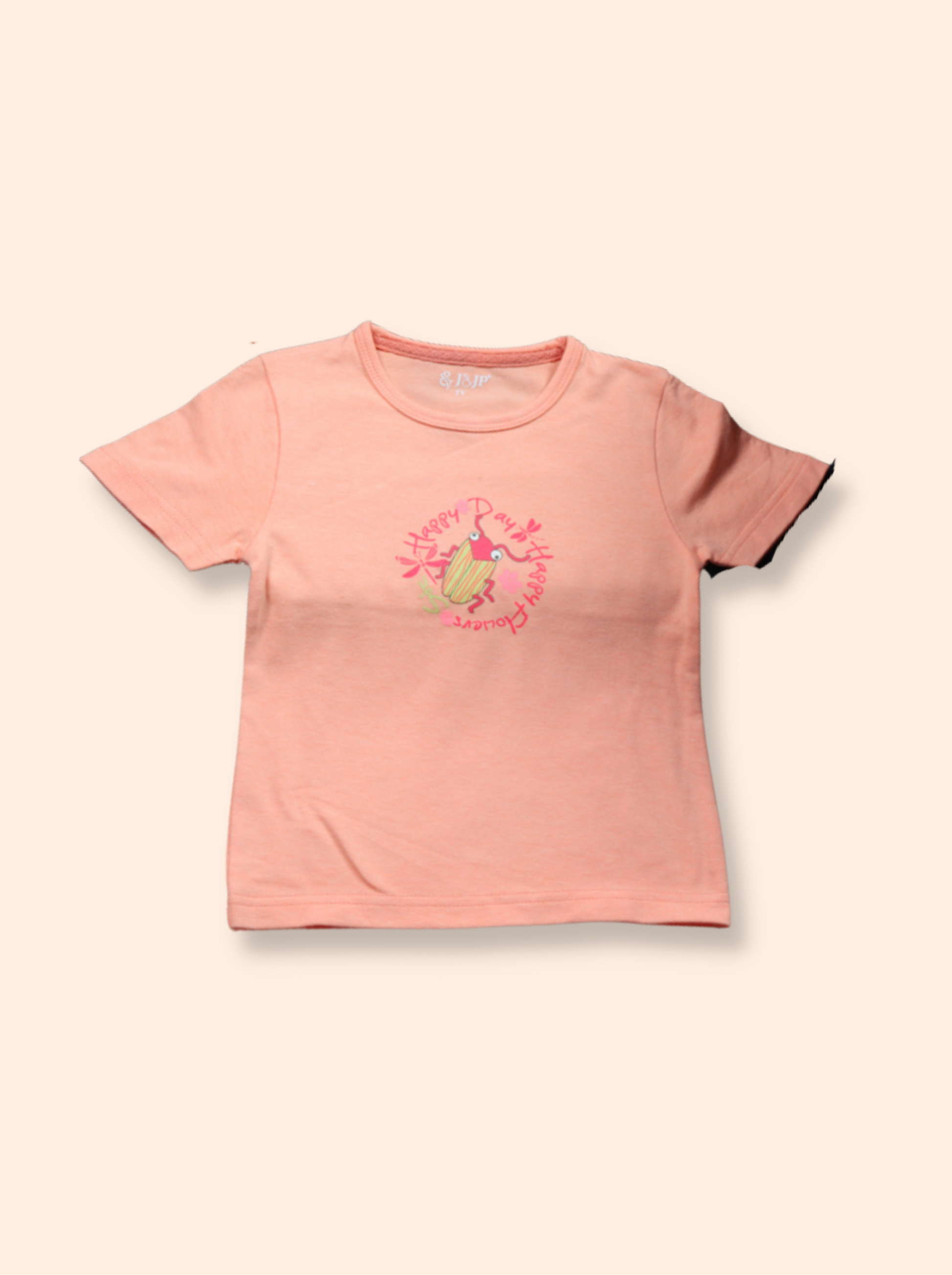 Kids Orange Half sleeve, Short Sleeve Solid Cotton Elasthane T-Shirt