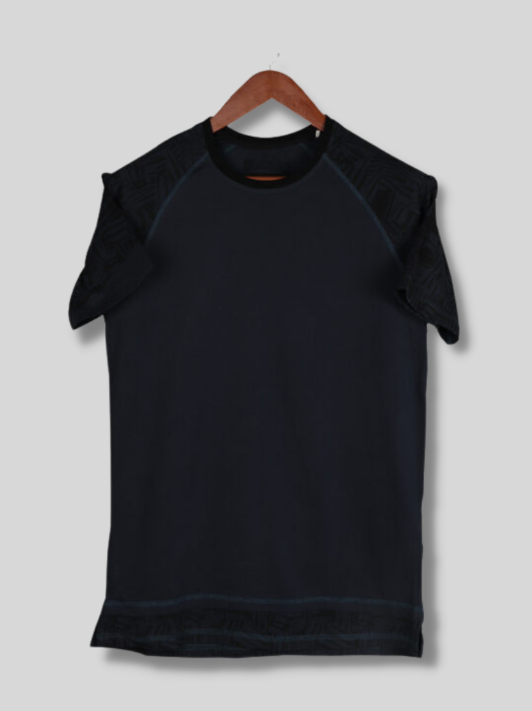 Mens Black Raglan Sleeve Solid Single Jersey T-shirt