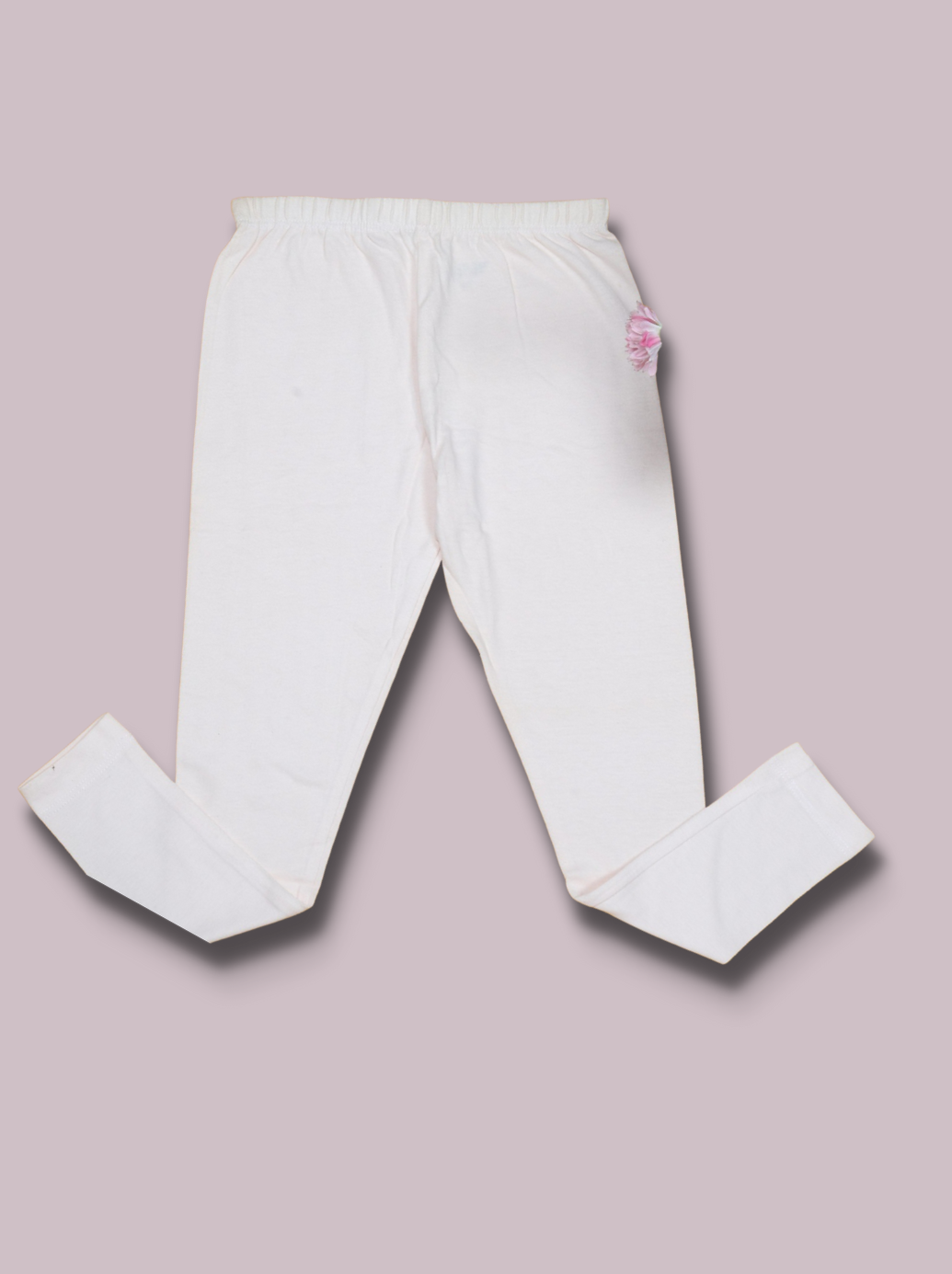 Kids White Cotton jersey knit Solid Pant