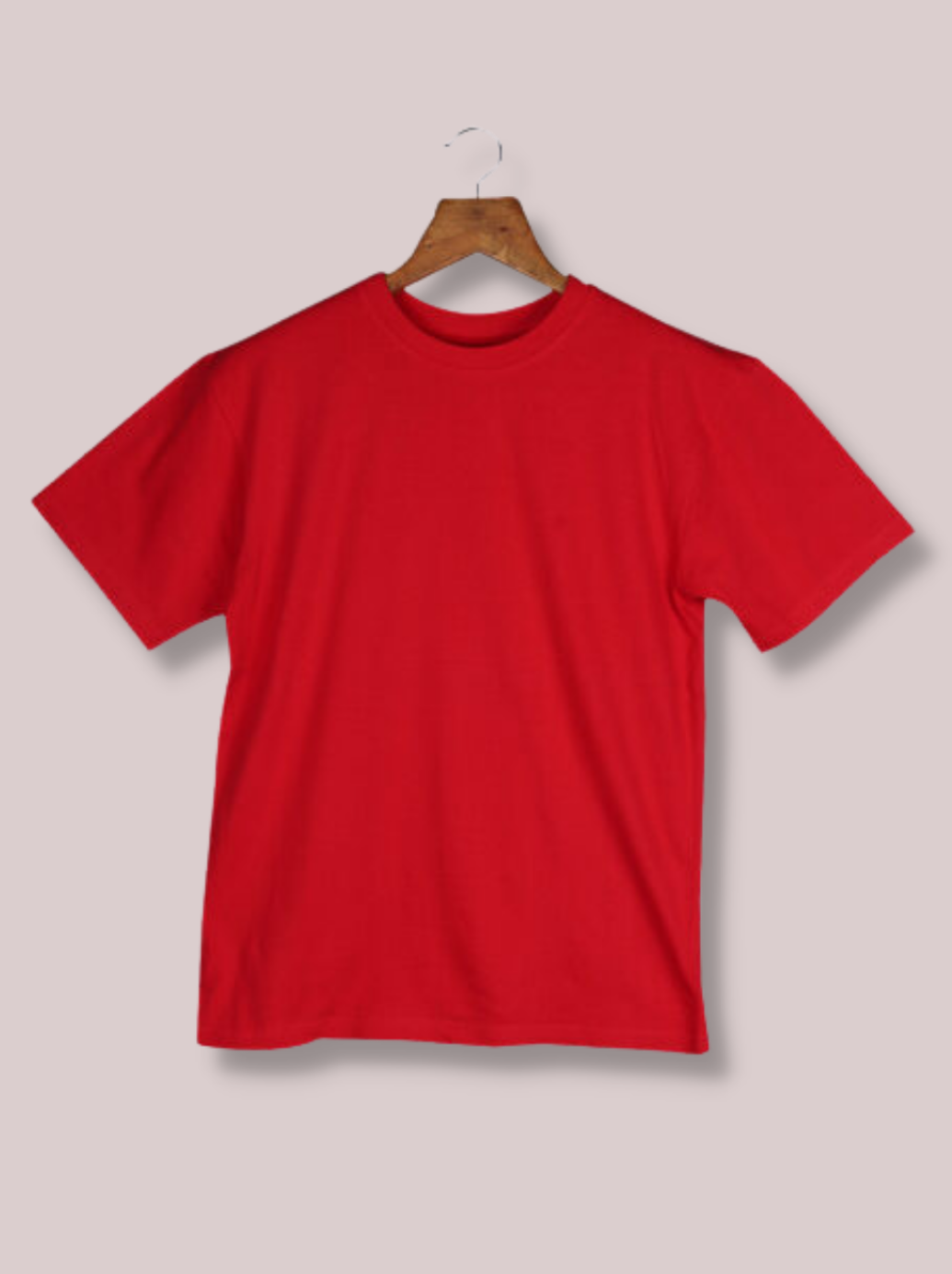 Mens Red Half sleeve Solid Cotton jersey knit T-shirt