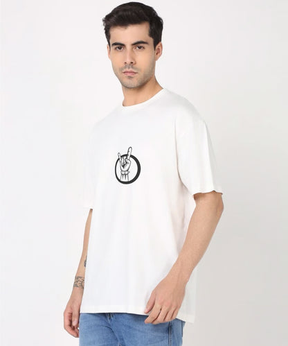 J&JP Men Oversized Back Printed T-shirt - White