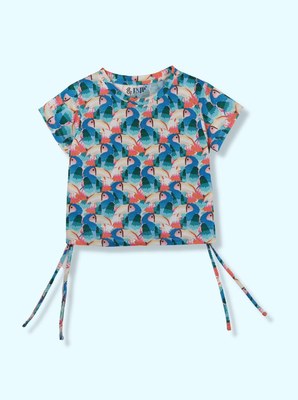 Women Blue Printed Poly cotton Crop Top