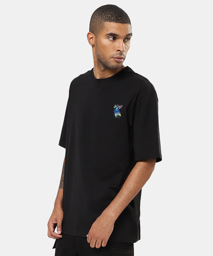 J&JP Men Oversized Back Printed T-shirt - Black