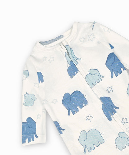 Babies Unisex Footed Romper-Elephant