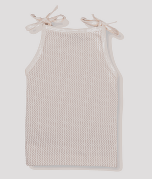 Babies Beige Colour  Sleeveless Cotton Rope Knot Dress