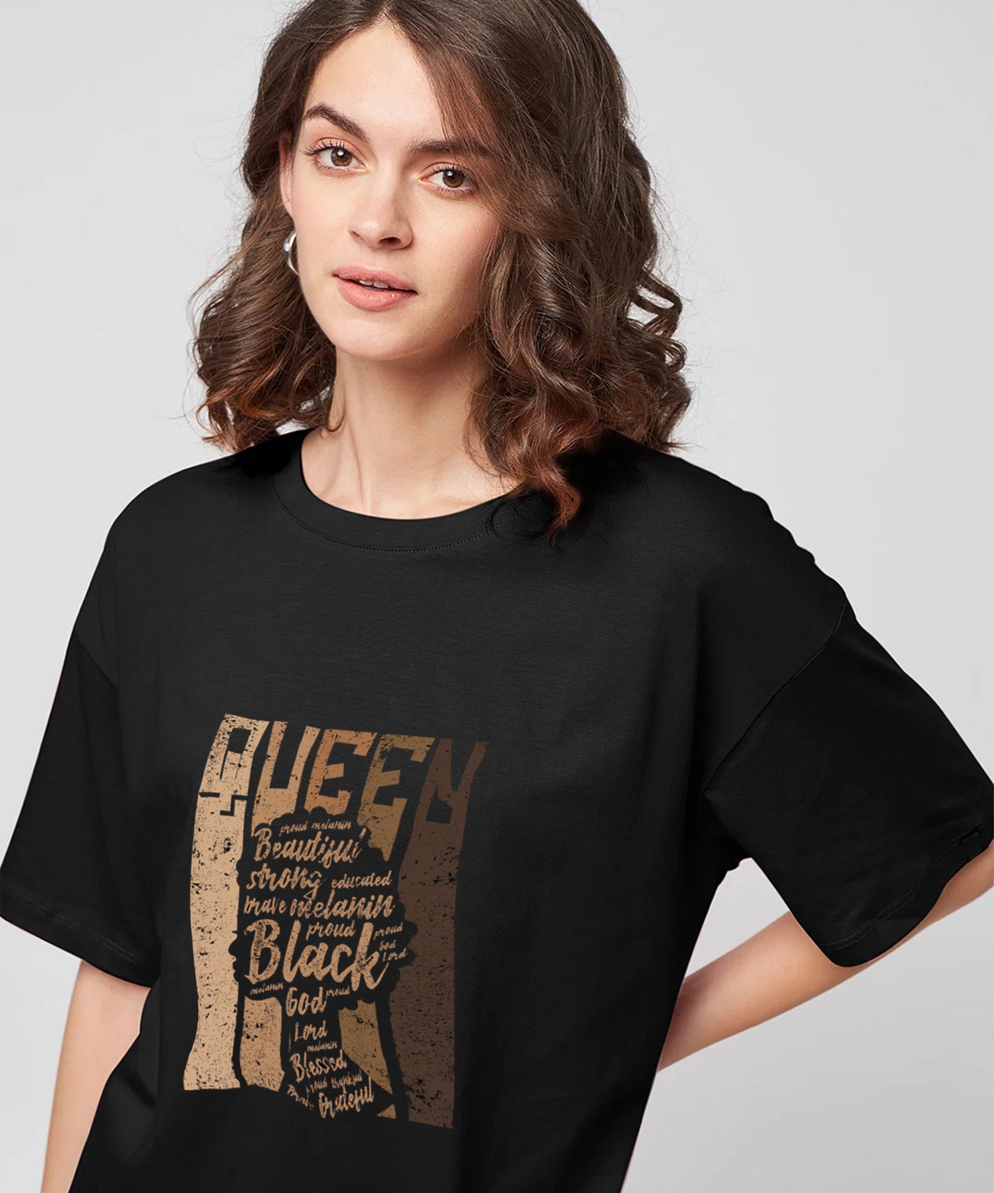 Women Oversized Queen Printed Tshirt