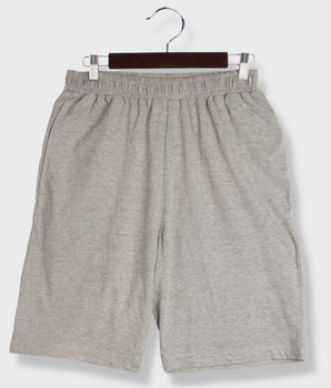 Mens Grey Solid Single Jersey Shorts