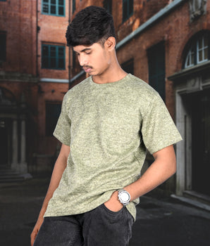 J&JP Texture Printed Olive green tshirt