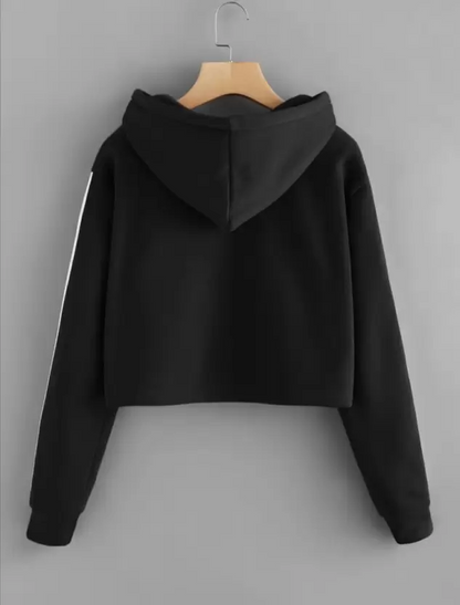 Women Solid Black Hoodie