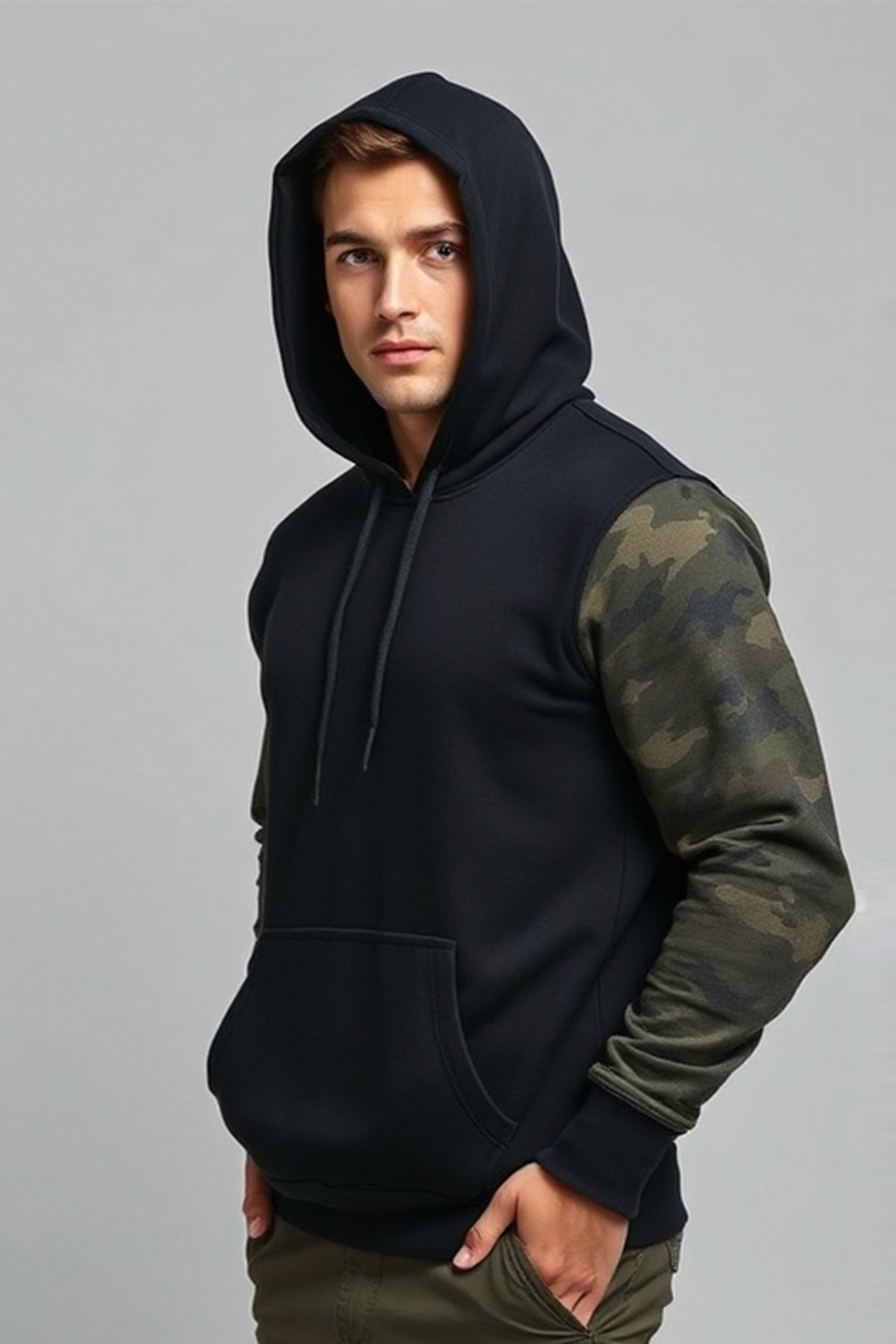 Army Men's Hoodie- Black