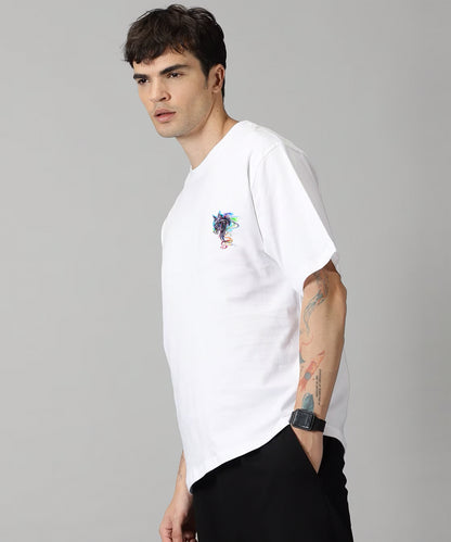 J&JP Men Oversized Back Printed T-shirt - White