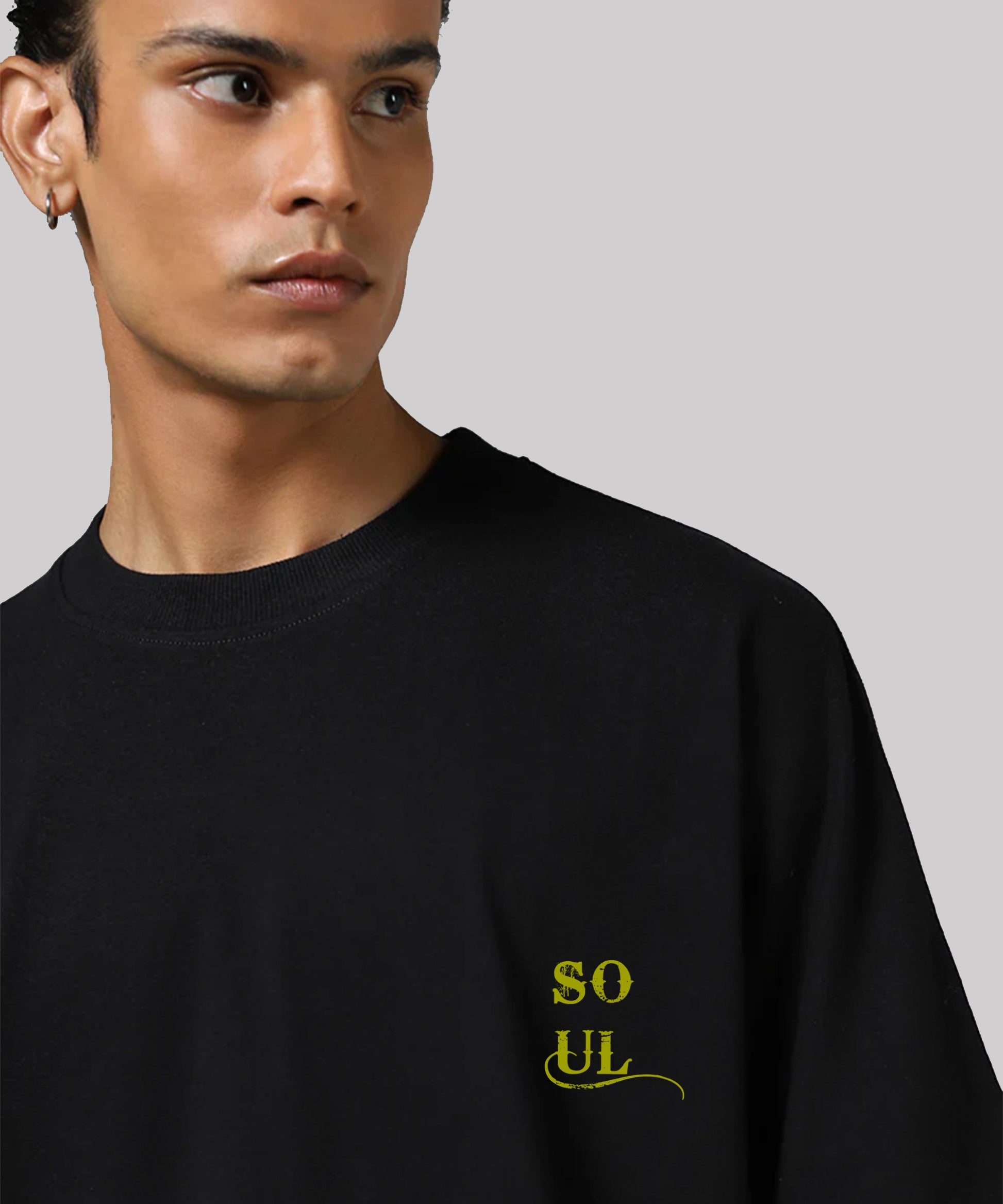 J&JP Men Oversized Back Printed T-shirt - Black