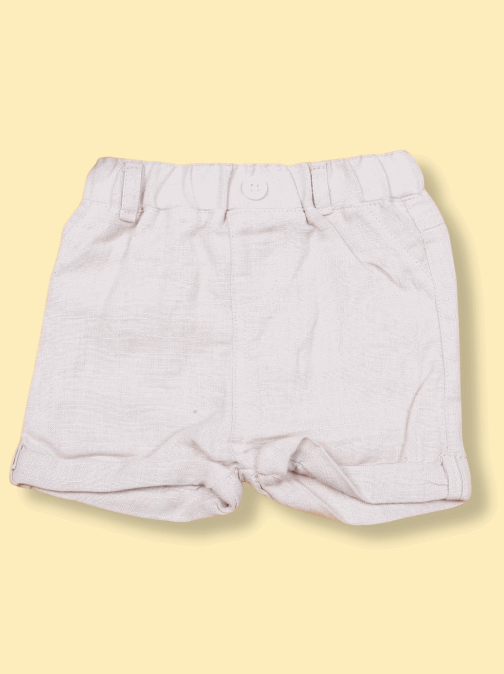 Babies Cream Solid Woven Cotton Pant