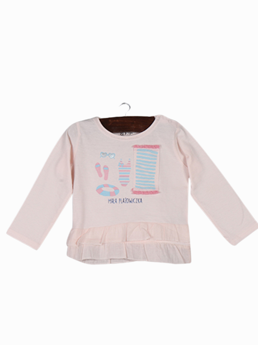 Kids Pink Full sleeve Lace, Solid Cotton jersey knit T-Shirt