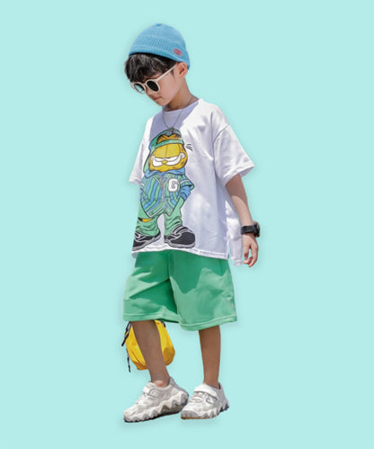 J&JP Kids Boys Printed Half Sleeve T-shirt and Shorts Set