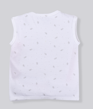 Babies White Sleeveless Front Open Single Jersey Jabla